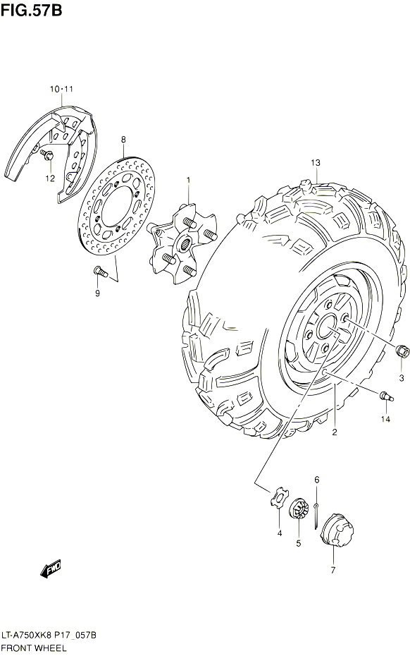 ROUE AVANT LT A750XL0 POUR SUZUKI KINGQUAD 750 2010 POUR SUZUKI KINGQUADLT A750X L0 