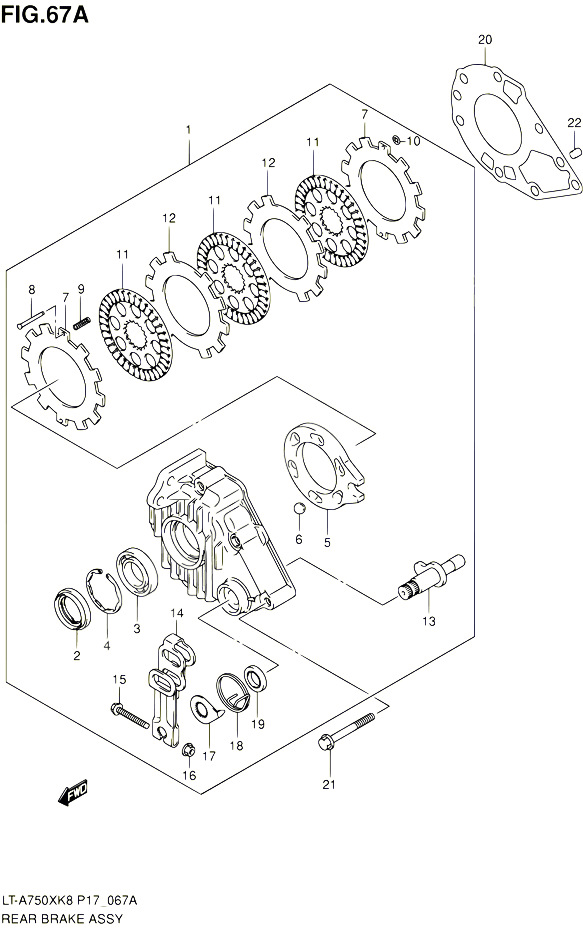 FREIN ARRIERE LT A750XL0 POUR SUZUKI KINGQUAD 750 2010 POUR SUZUKI KINGQUADLT A750X L0 