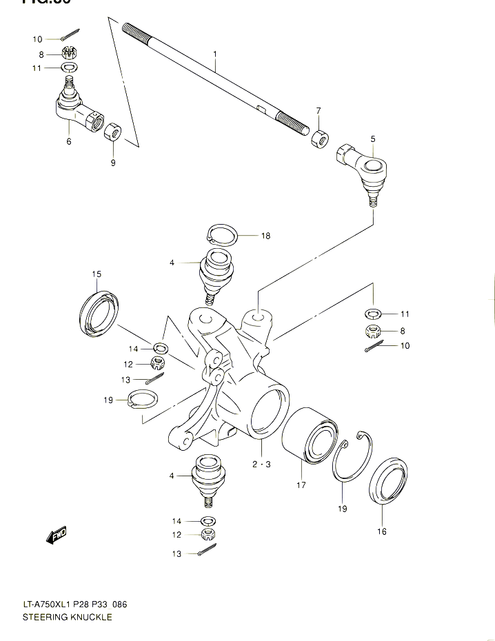 BIELLETTE DE DIRECTION MOYEU POUR SUZUKI KINGQUAD 750 2011 POUR SUZUKI KINGQUADLT A750X L1 LT A750XZ L1 