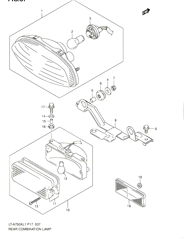 ENSEMBLE FEU ARRIERE LT A750XL1 P17 POUR SUZUKI KINGQUAD 750 2011 POUR SUZUKI KINGQUADLT A750X L1 