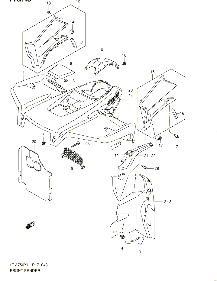 GARDE BOUE AVANT LT A750XL1 P17 POUR SUZUKI KINGQUAD 750 2011 POUR SUZUKI KINGQUADLT A750X L1 