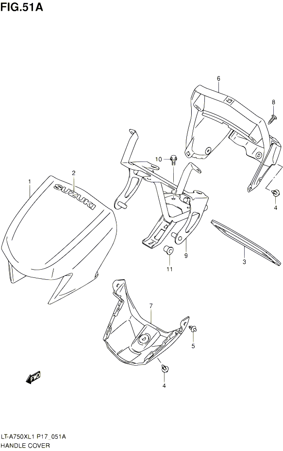 CARENAGE TETE DE FOURCHE LT A750XL1 P24 POUR SUZUKI KINGQUAD 750 2011 POUR SUZUKI KINGQUADLT A750X L1 