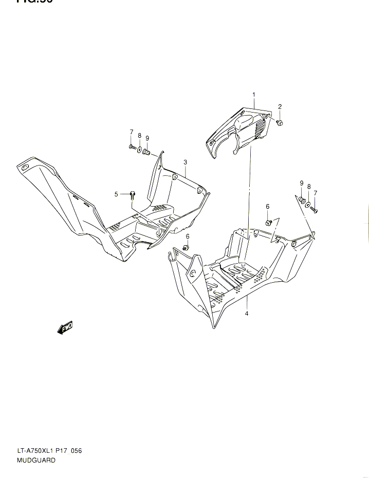 GARDE BOUE POUR SUZUKI KINGQUAD 750 2011 POUR SUZUKI KINGQUADLT A750X L1 