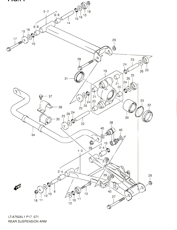 BRAS SUSPENSION ARRIERE POUR SUZUKI KINGQUAD 750 2011 POUR SUZUKI KINGQUADLT A750X L1 