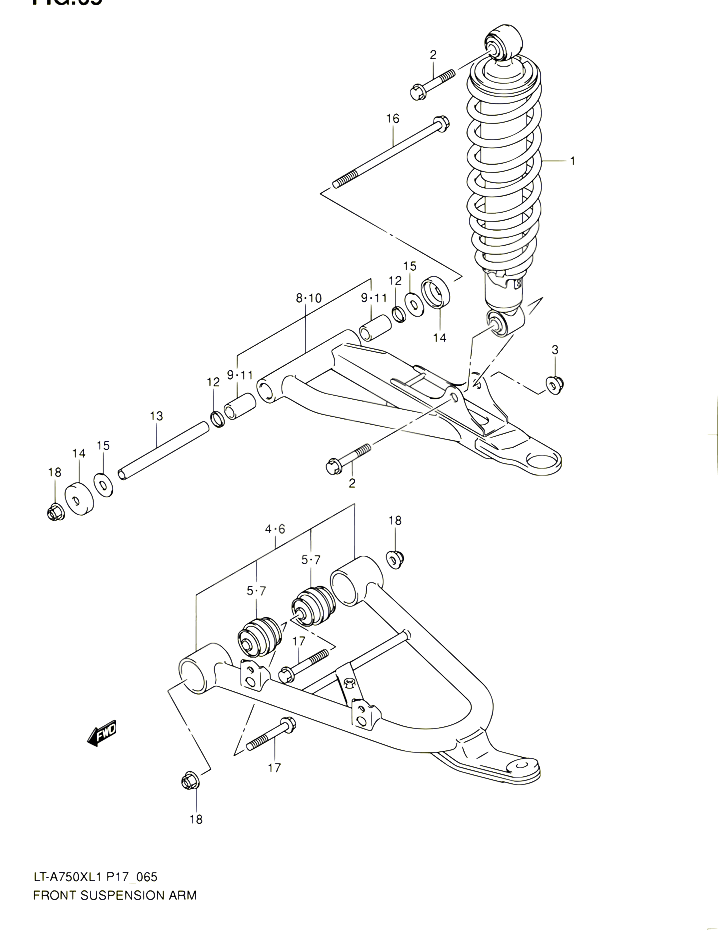 BRAS SUSPENSION AVANT POUR SUZUKI KINGQUAD 750 2011 POUR SUZUKI KINGQUADLT A750X L1 