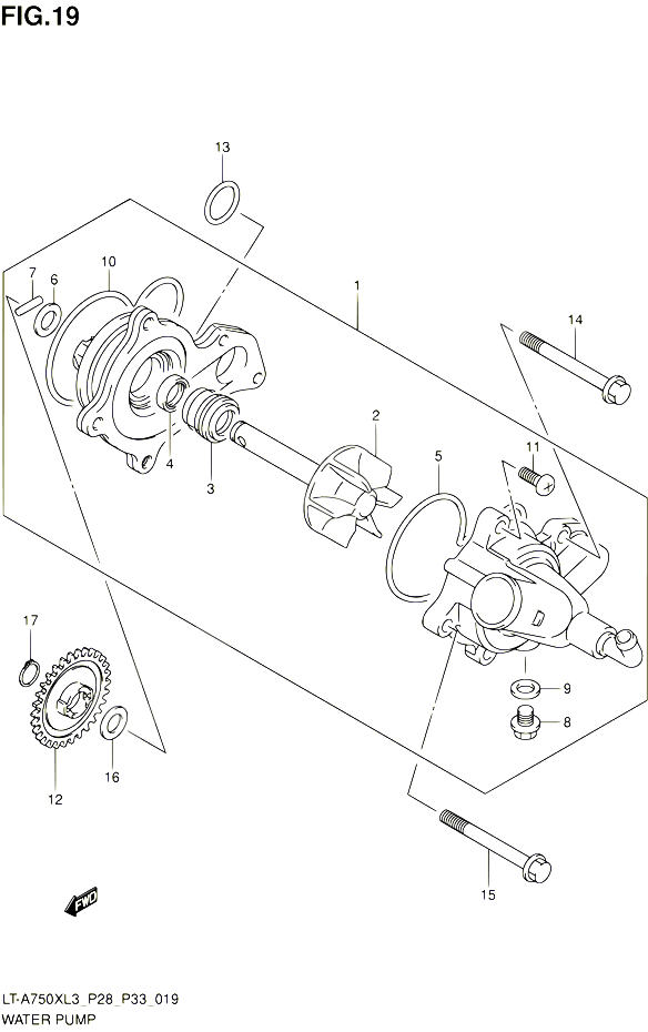 POMPE A EAU POUR SUZUKI KINGQUAD 750 2013 POUR SUZUKI KINGQUADLT A750X L3 LT A750XZ L3 