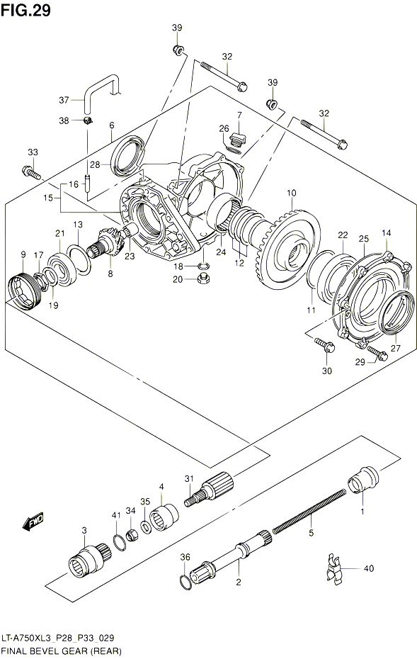 CARDAN COUPLE CONIQUE ARRIERE POUR SUZUKI KINGQUAD 750 2013 POUR SUZUKI KINGQUADLT A750X L3 LT A750XZ L3 