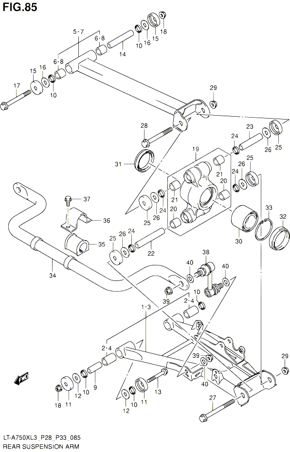 BRAS SUSPENSION ARRIERE POUR SUZUKI KINGQUAD 750 2013 POUR SUZUKI KINGQUADLT A750X L3  LT A750XZ L3 