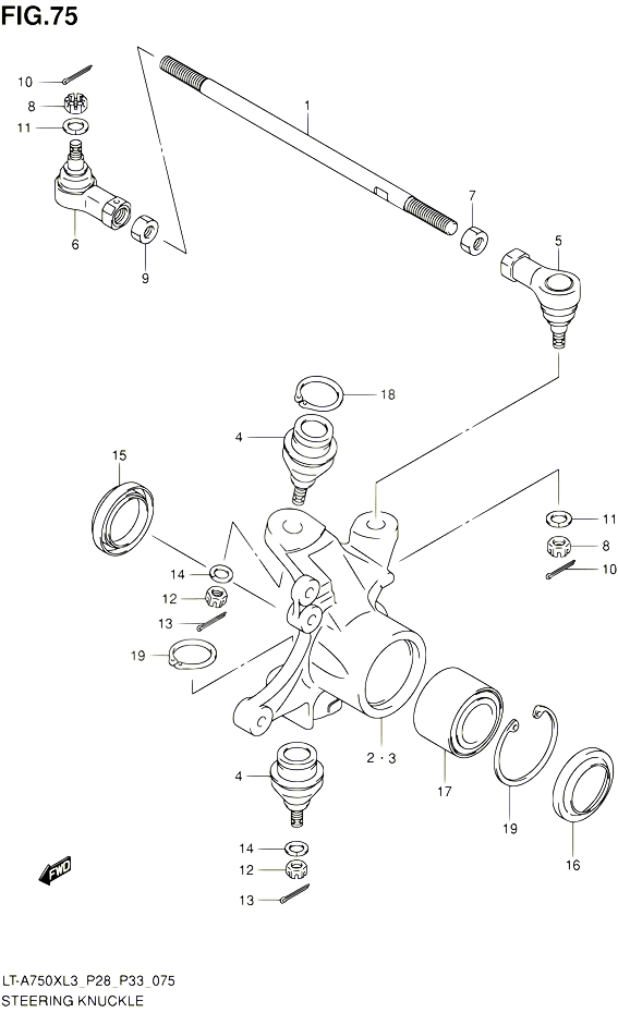 BIELLETTE DE DIRECTION MOYEU POUR SUZUKI KINGQUAD 750 2013 POUR SUZUKI KINGQUADLT A750X L3 LT A750XZ L3 