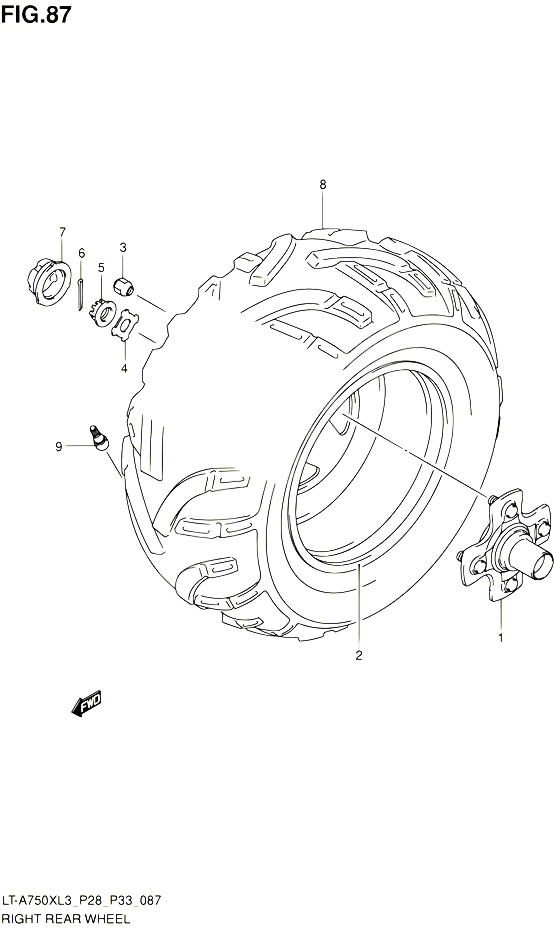 ROUE ARRIERE DROITE LT A750XL3 P28 POUR SUZUKI KINGQUAD 750 2013 POUR SUZUKI KINGQUADLT A750X L3 LT A750XZ L3 