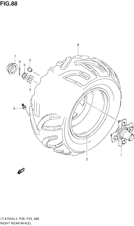 ROUE ARRIERE DROITE LT A750XL3 P33 POUR SUZUKI KINGQUAD 750 2013 POUR SUZUKI KINGQUADLT A750X L3 LT A750XZ L3 