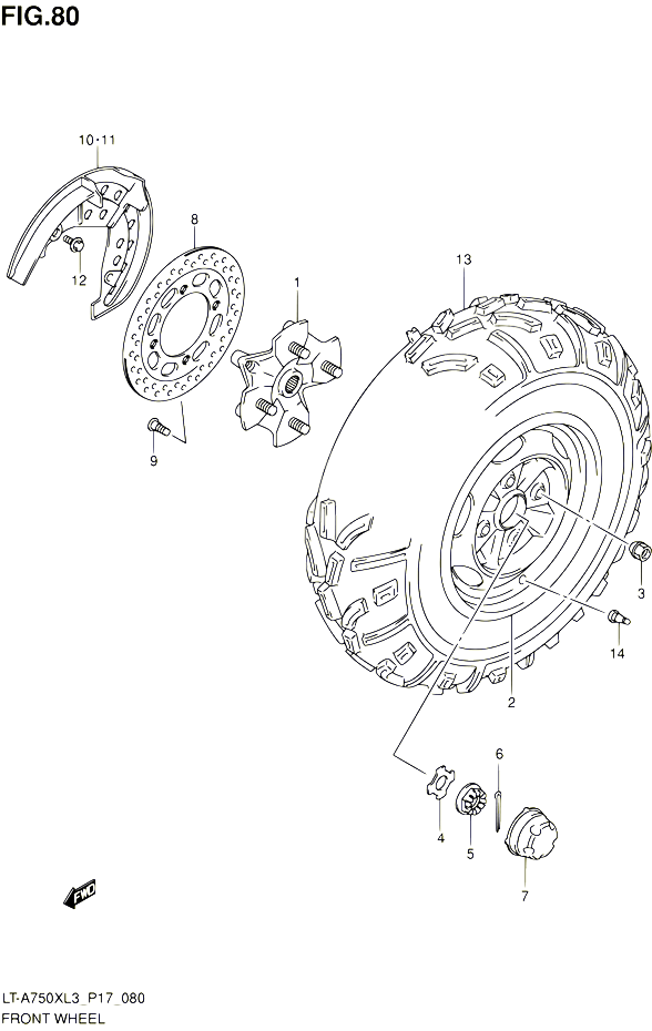 ROUE AVANT LT A750XZL3 P17 POUR SUZUKI KINGQUAD 750 2013 POUR SUZUKI KINGQUADLT A750X L3  LT A750XZ L3 