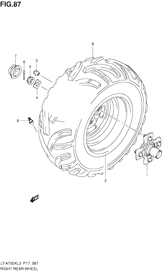 ROUE ARRIERE DROITE LT A750XL3 P17 POUR SUZUKI KINGQUAD 750 2013 POUR SUZUKI KINGQUADLT A750X L3  LT A750XZ L3 