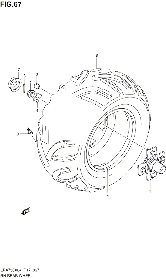 ROUE ARRIERE DROITE LT A750XL4 P17 POUR SUZUKI KINGQUAD 750 2014 POUR SUZUKI KINGQUADLT A750X L4 LT A750XZ L4 