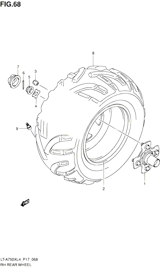 ROUE ARRIERE DROITE LT A750XZL4 P17 POUR SUZUKI KINGQUAD 750 2014 POUR SUZUKI KINGQUADLT A750X L4 LT A750XZ L4 