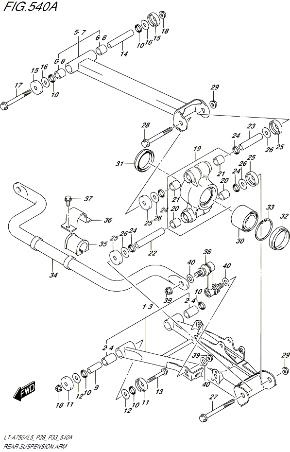 BRAS SUSPENSION ARRIERE POUR SUZUKI KINGQUAD 750 2015 POUR SUZUKI KINGQUADLT A750X L5  LT A750XZ L5 