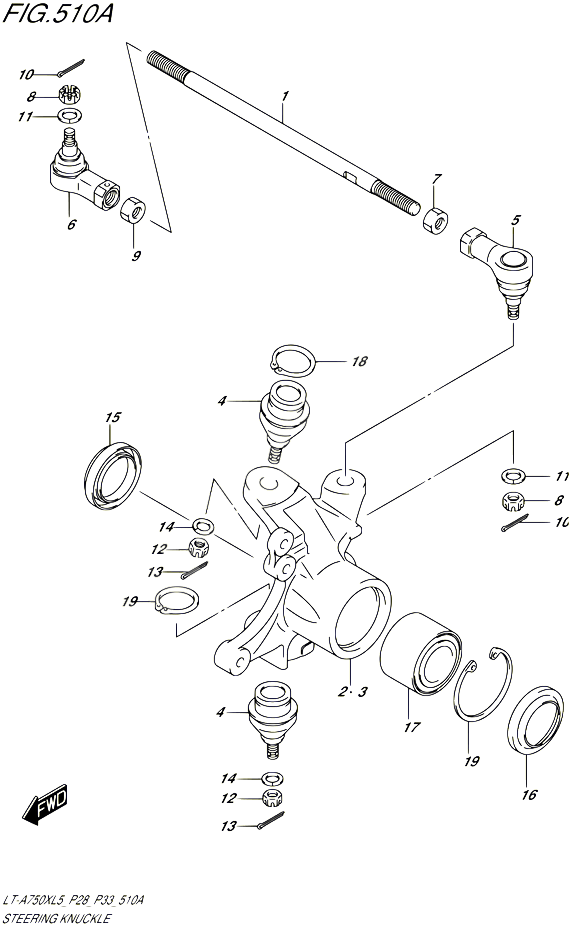 BIELLETTE DE DIRECTION MOYEU POUR SUZUKI KINGQUAD 750 2015 POUR SUZUKI KINGQUADLT A750X L5  LT A750XZ L5 