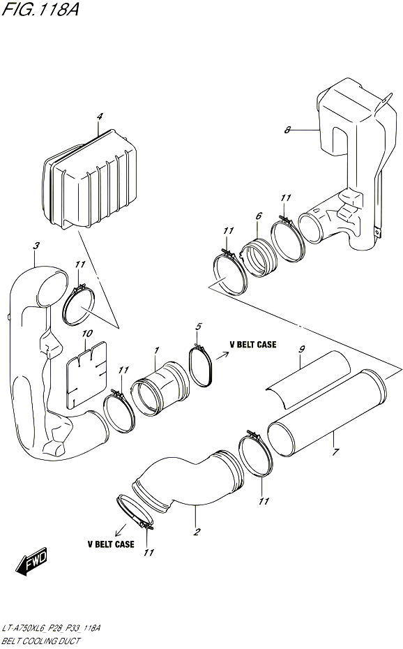 CONDUIT DADMISSION CARTER COURROIE POUR SUZUKI KINGQUAD 750 2016 POUR SUZUKI KINGQUADLT A750X L6 LT A750XZ L6 