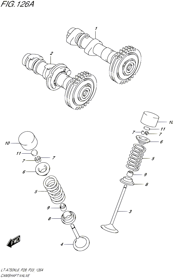 ARBRE A CAMES VALVE POUR SUZUKI KINGQUAD 750 2016 POUR SUZUKI KINGQUADLT A750X L6 LT A750XZ L6 