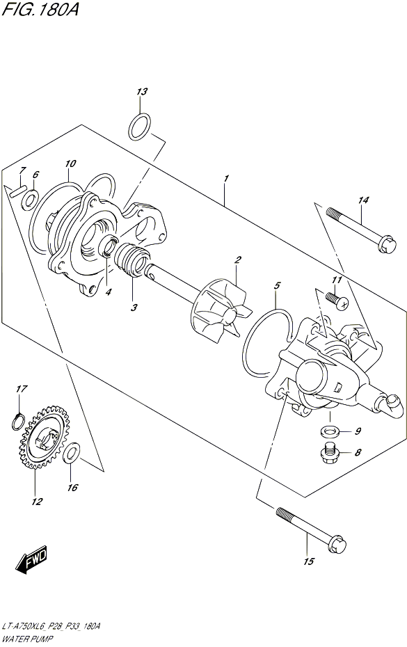 POMPE A EAU POUR SUZUKI KINGQUAD 750 2016 POUR SUZUKI KINGQUADLT A750X L6 LT A750XZ L6 