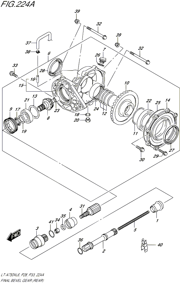 CARDAN COUPLE CONIQUE ARRIERE POUR SUZUKI KINGQUAD 750 2016 POUR SUZUKI KINGQUADLT A750X L6  LT A750XZ L6 