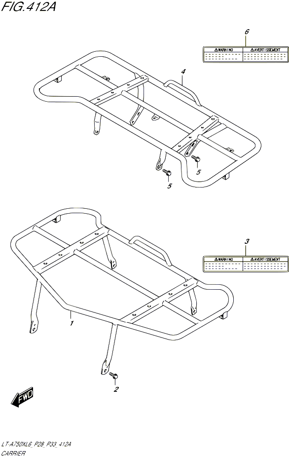 PORTE PAQUET LT A750XL6 P28 POUR SUZUKI KINGQUAD 750 2016 POUR SUZUKI KINGQUADLT A750X L6  LT A750XZ L6 