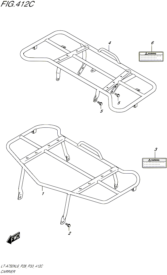 PORTE PAQUET LT A750XZL6 P33 POUR SUZUKI KINGQUAD 750 2016 POUR SUZUKI KINGQUADLT A750X L6  LT A750XZ L6 