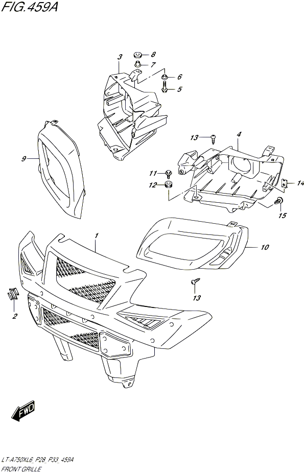 PARE CHOC AVANT ENTOURAGE DE PHARE LT A750XL6 P28 POUR SUZUKI KINGQUAD 750 2016 POUR SUZUKI KINGQUADLT A750X L6 LT A750XZ L6 