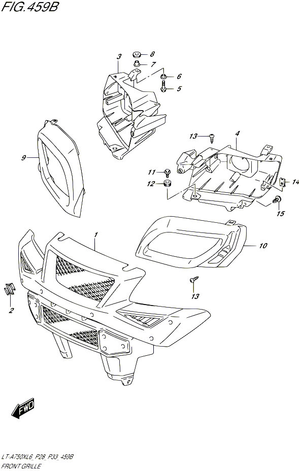 PARE CHOC AVANT ENTOURAGE DE PHARE LT A750XL6 P33 POUR SUZUKI KINGQUAD 750 2016 POUR SUZUKI KINGQUADLT A750X L6  LT A750XZ L6 