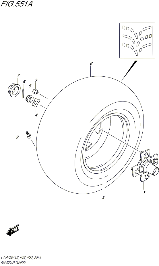 ROUE ARRIERE DROITE POUR SUZUKI KINGQUAD 750 2016 POUR SUZUKI KINGQUADLT A750X L6  LT A750XZ L6 