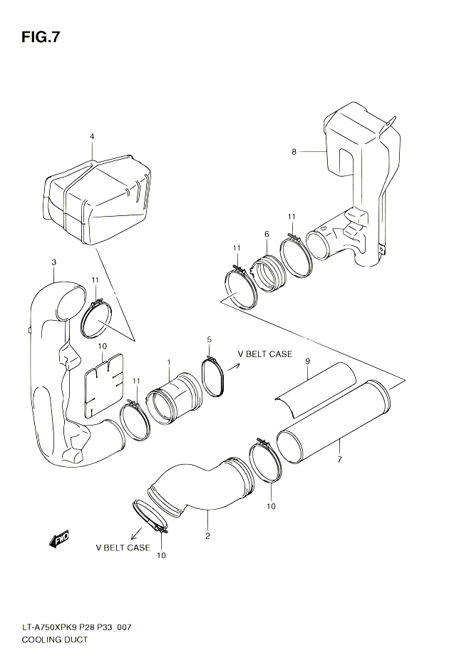 CONDUIT DADMISSION CARTER COURROIE POUR SUZUKI KINGQUAD 750 2010 POUR SUZUKI KINGQUADLT A750XP L0 LT A750XPZ L0 