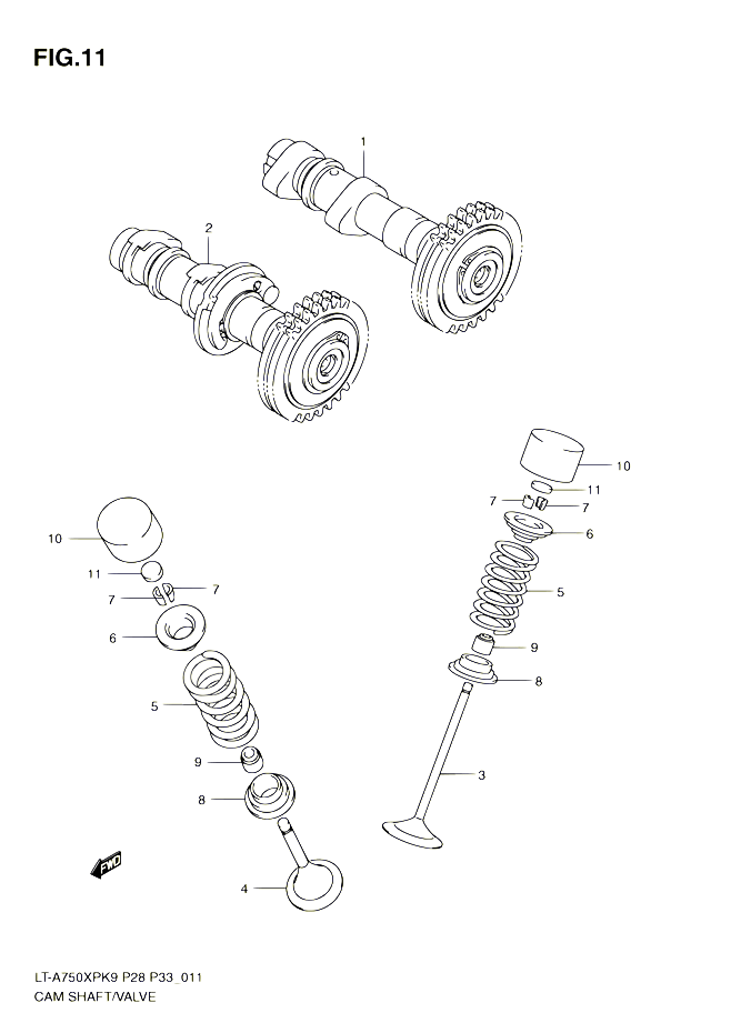 ARBRE A CAMES VALVE POUR SUZUKI KINGQUAD 750 2010 POUR SUZUKI KINGQUADLT A750XP L0 LT A750XPZ L0 