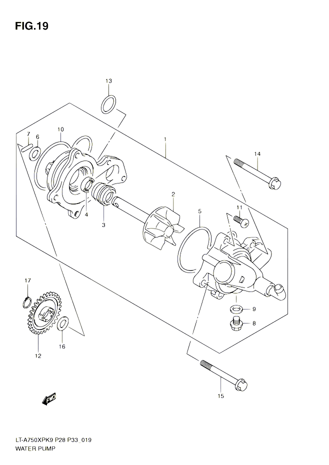 POMPE A EAU POUR SUZUKI KINGQUAD 750 2010 POUR SUZUKI KINGQUADLT A750XP L0 LT A750XPZ L0 
