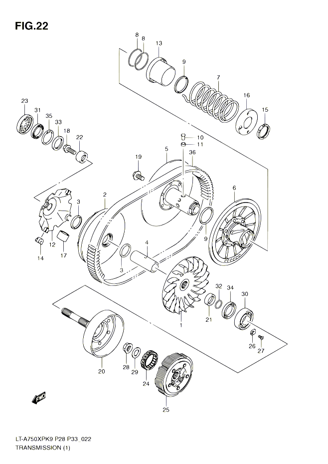 TRANSMISSION 1 POUR SUZUKI KINGQUAD 750 2010 POUR SUZUKI KINGQUADLT A750XP L0 LT A750XPZ L0 