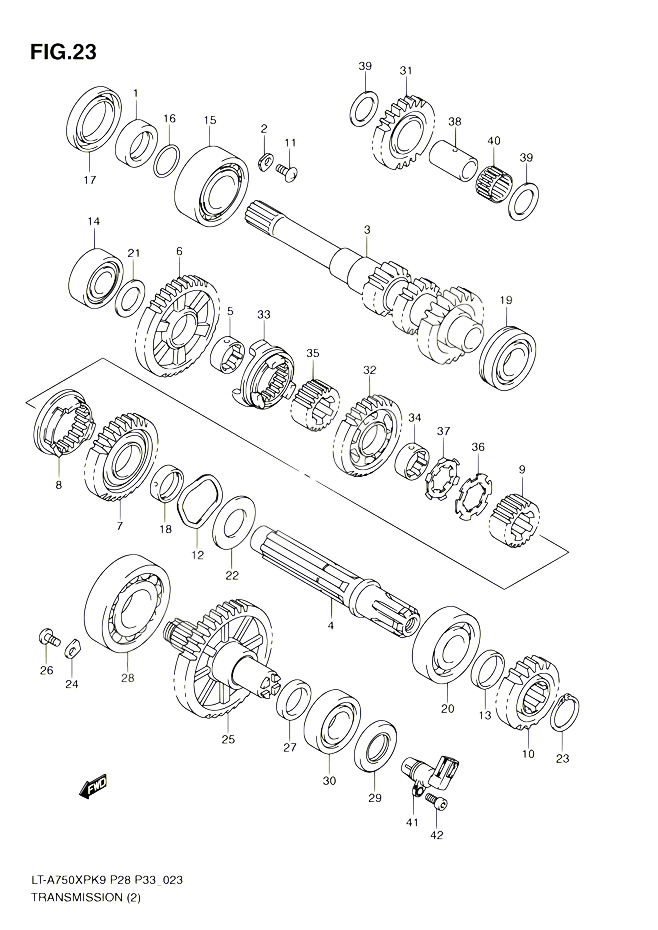 TRANSMISSION 2 POUR SUZUKI KINGQUAD 750 2010 POUR SUZUKI KINGQUADLT A750XP L0 LT A750XPZ L0 