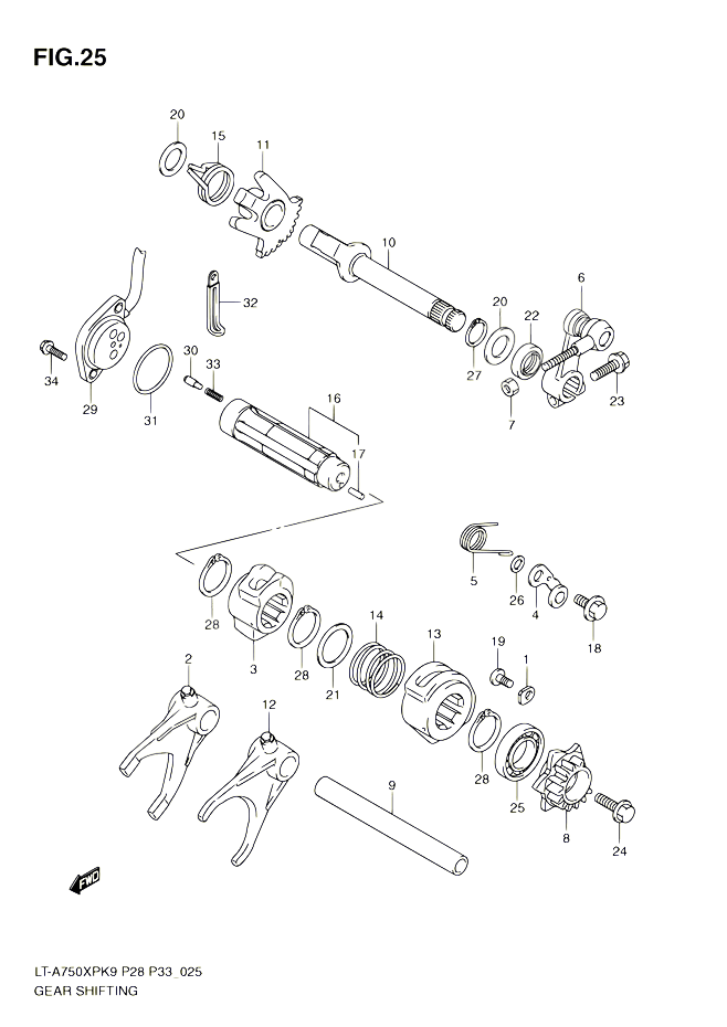 ENSEMBLE SELECTEUR DE VITESSES POUR SUZUKI KINGQUAD 750 2010 POUR SUZUKI KINGQUADLT A750XP L0 LT A750XPZ L0 