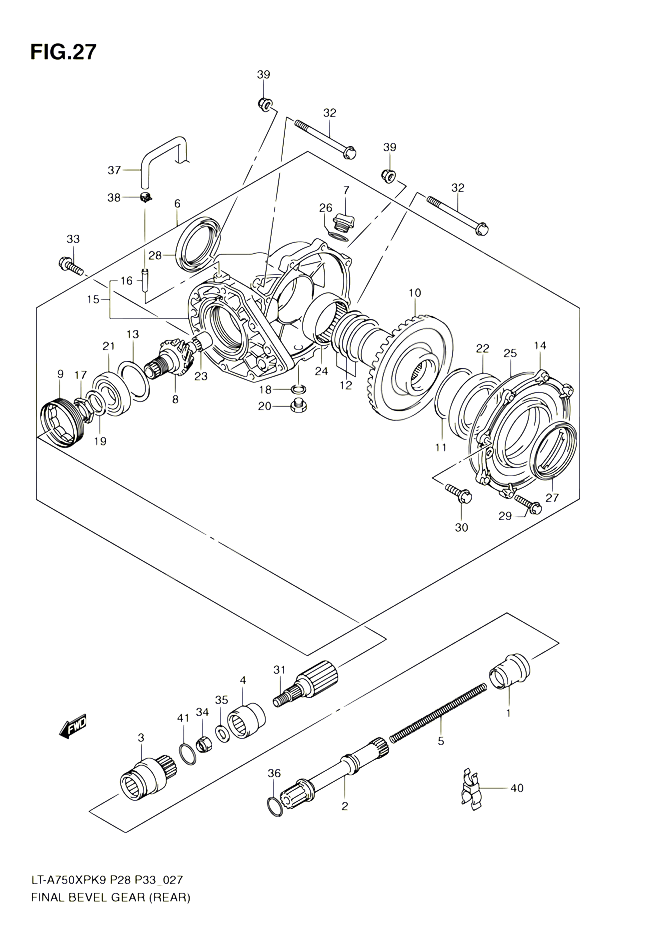 CARDAN COUPLE CONIQUE ARRIERE POUR SUZUKI KINGQUAD 750 2010 POUR SUZUKI KINGQUADLT A750XP L0 LT A750XPZ L0 