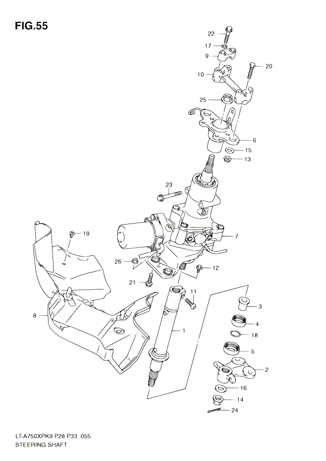 COLONNE DE DIRECTION POUR SUZUKI KINGQUAD 750 2010 POUR SUZUKI KINGQUADLT A750XP L0  LT A750XPZ L0 