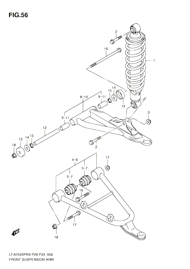 BRAS SUSPENSION AVANT POUR SUZUKI KINGQUAD 750 2010 POUR SUZUKI KINGQUADLT A750XP L0  LT A750XPZ L0 