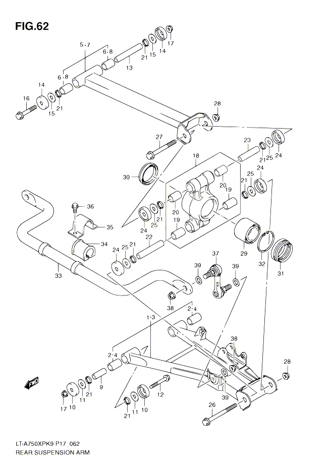 BRAS SUSPENSION ARRIERE POUR SUZUKI KINGQUAD 750 2010 POUR SUZUKI KINGQUADLT A750XP L0 