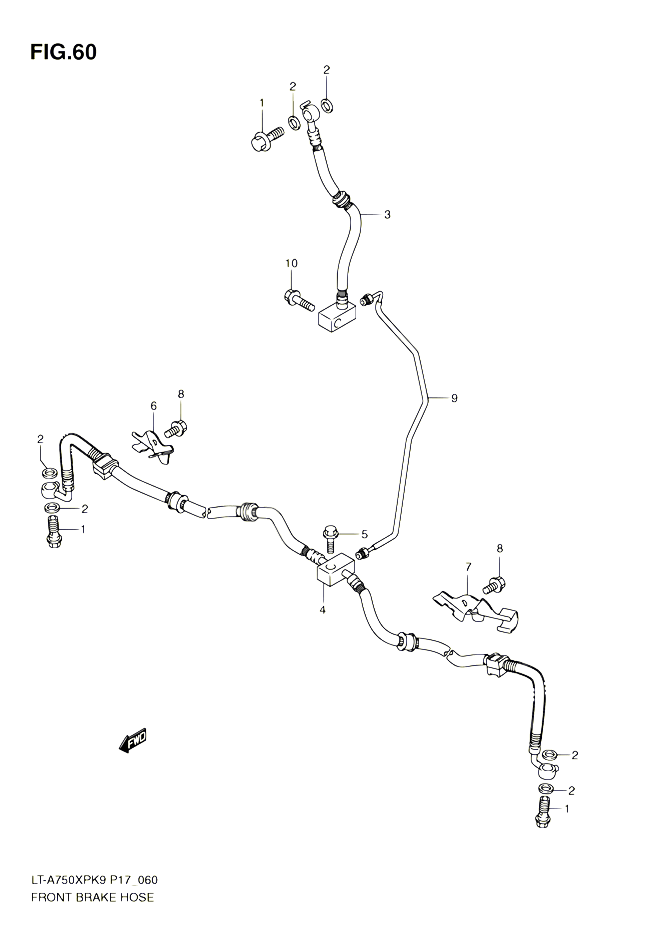 DURITE DE FREIN AVANT POUR SUZUKI KINGQUAD 750 2010 POUR SUZUKI KINGQUADLT A750XP L0 