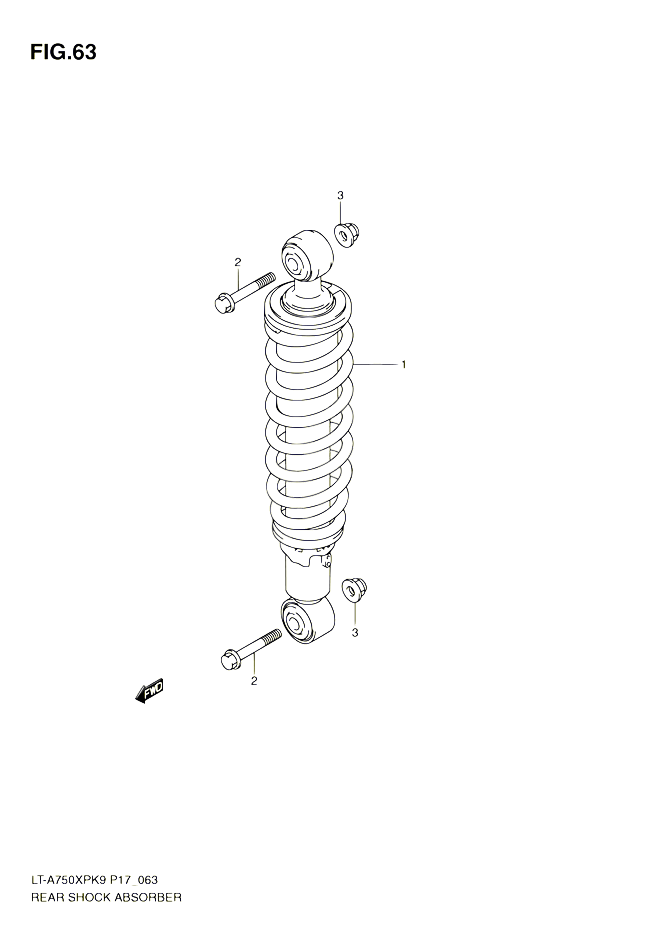 AMORTISSEUR ARRIERE POUR SUZUKI KINGQUAD 750 2010 POUR SUZUKI KINGQUADLT A750XP L0 