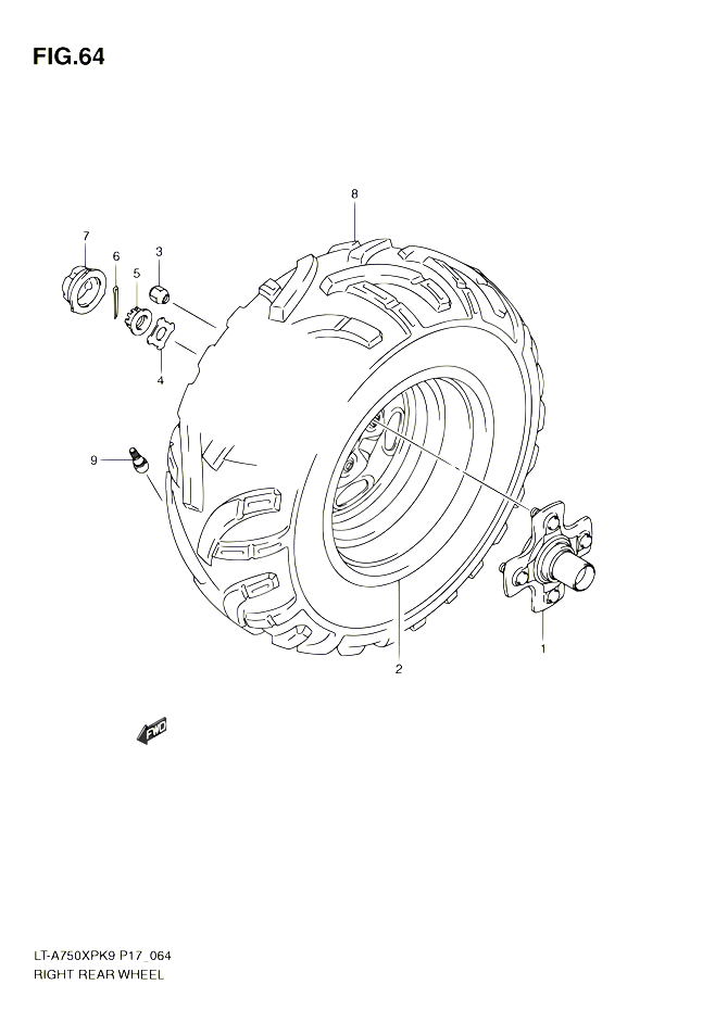 ROUE ARRIERE DROITE POUR SUZUKI KINGQUAD 750 2010 POUR SUZUKI KINGQUADLT A750XP L0 