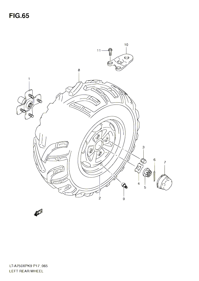 ROUE ARRIERE GAUCHE POUR SUZUKI KINGQUAD 750 2010 POUR SUZUKI KINGQUADLT A750XP L0 