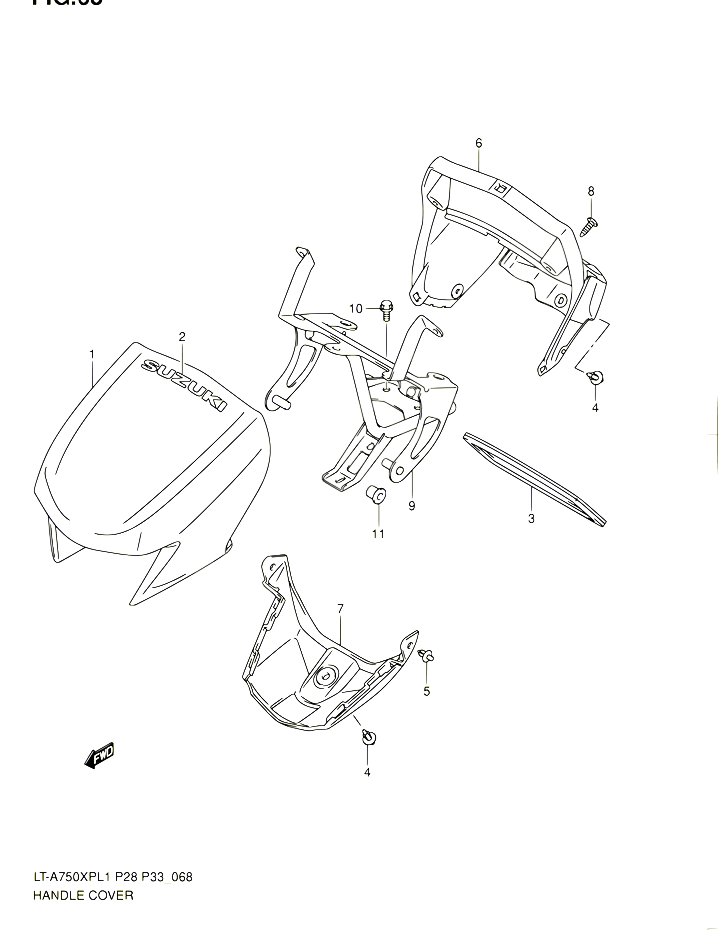 CARENAGE TETE DE FOURCHE LT A750XPL1 P28 POUR SUZUKI KINGQUAD 750 2011 POUR SUZUKI KINGQUADLT A750XP L1  LT A750XPZ L1 