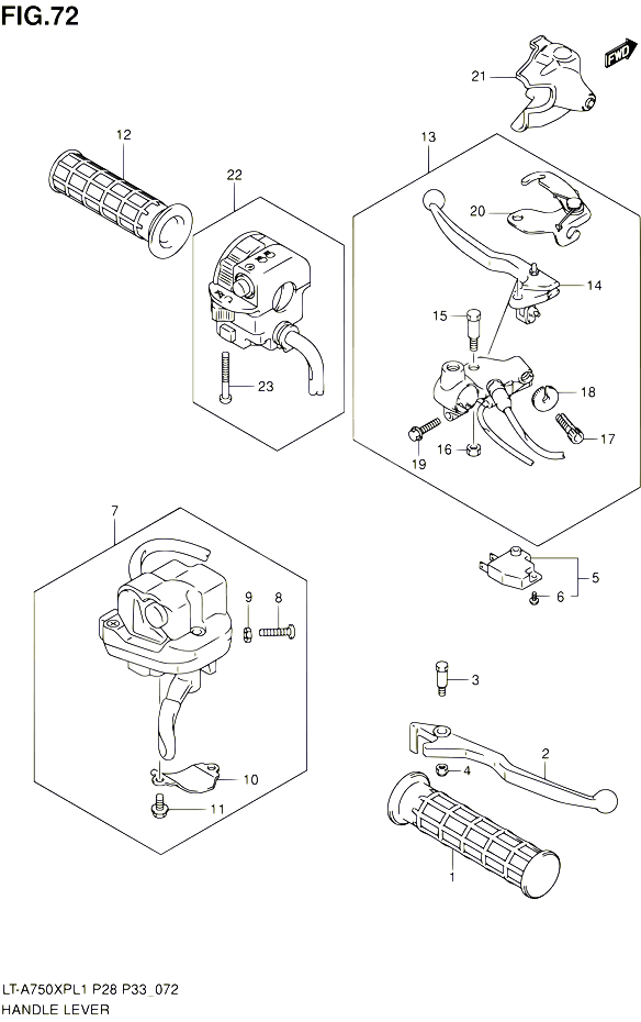 ENSEMBLE LEVIERS POIGNEES POUR SUZUKI KINGQUAD 750 2011 POUR SUZUKI KINGQUADLT A750XP L1 LT A750XPZ L1 