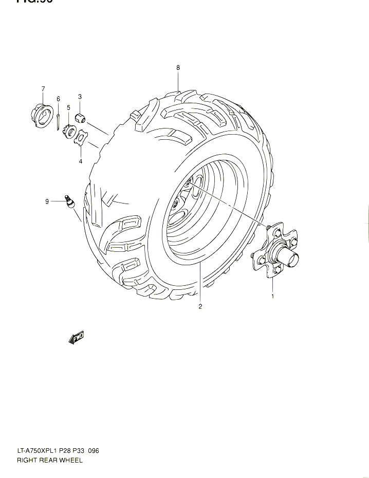 ROUE ARRIERE DROITE POUR SUZUKI KINGQUAD 750 2011 POUR SUZUKI KINGQUADLT A750XP L1 LT A750XPZ L1 