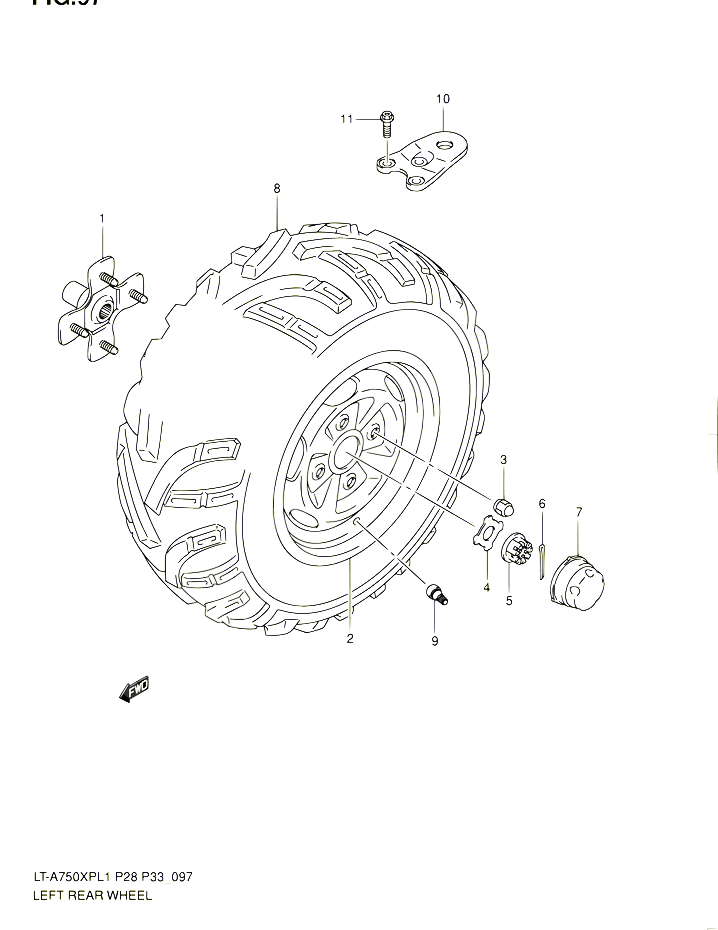 ROUE ARRIERE GAUCHE POUR SUZUKI KINGQUAD 750 2011 POUR SUZUKI KINGQUADLT A750XP L1 LT A750XPZ L1 