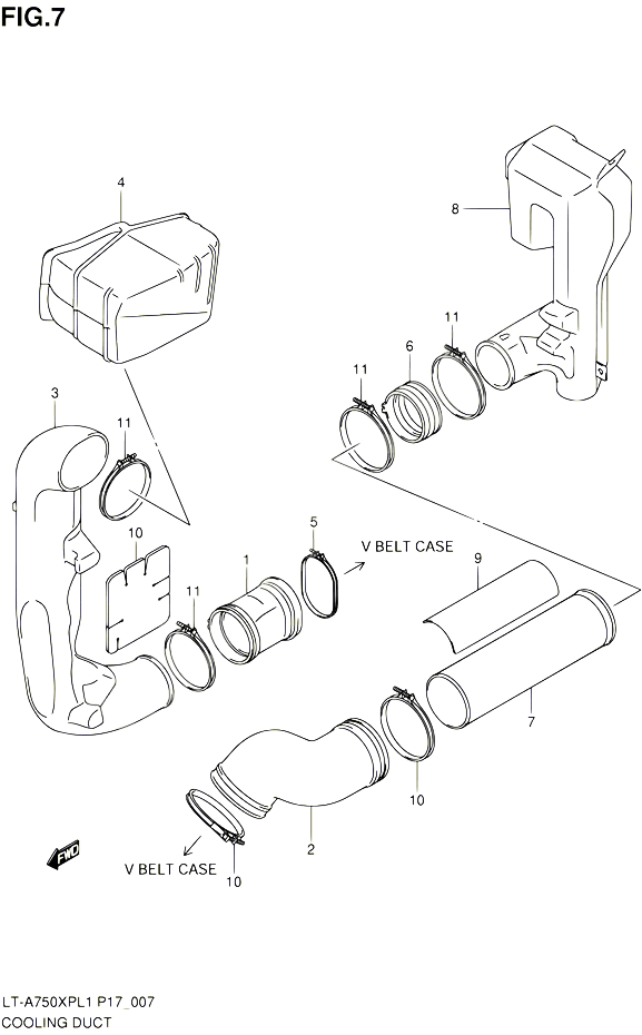 CONDUIT DADMISSION CARTER COURROIE POUR SUZUKI KINGQUAD 750 2011 POUR SUZUKI KINGQUADLT A750XP L1 