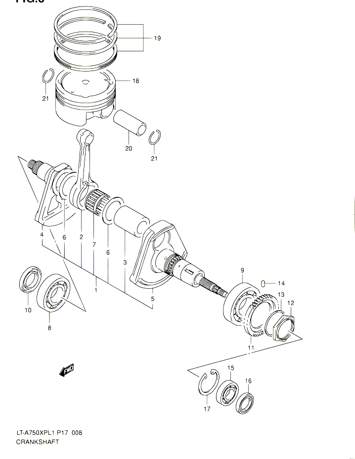 VILEBREQUIN POUR SUZUKI KINGQUAD 750 2011 POUR SUZUKI KINGQUADLT A750XP L1 